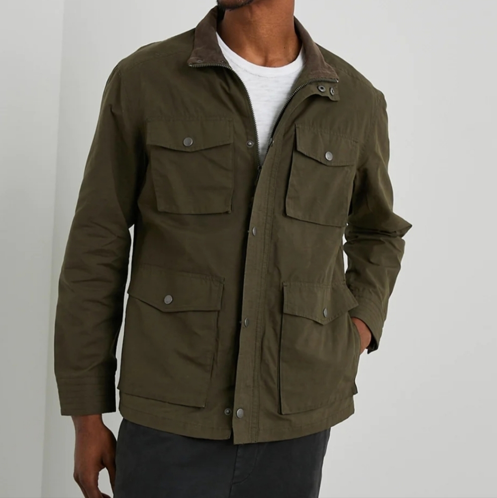 Rails Lined Neutral Casual Mens Porter Dark Olive Green Cord Collar Jacket XL